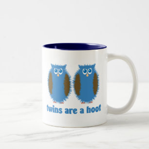 Taza Bicolor Búhos gemelos azules