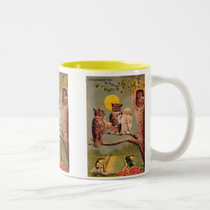 Taza Bicolor Búhos Vintage
