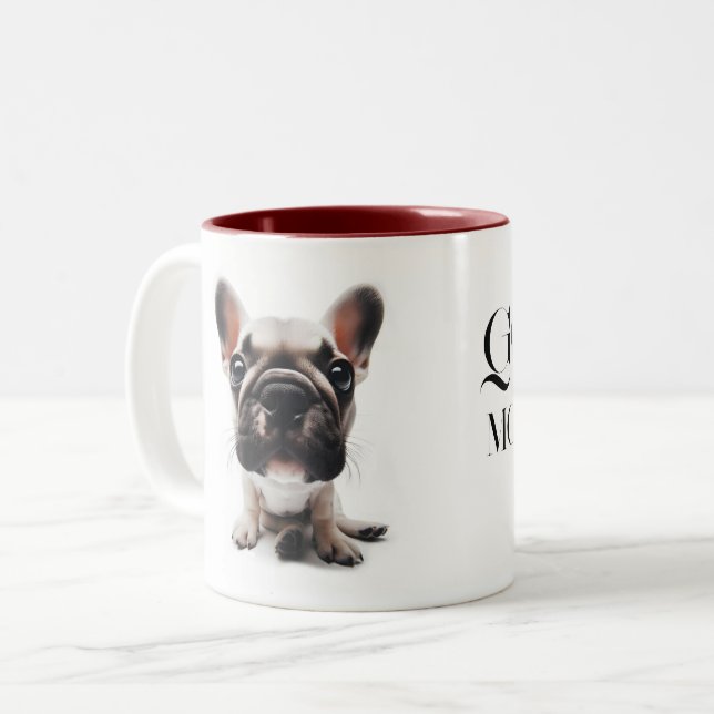 Taza Bicolor Bulldog francés cerrar Mug con tu nombre (Anverso izquierdo)