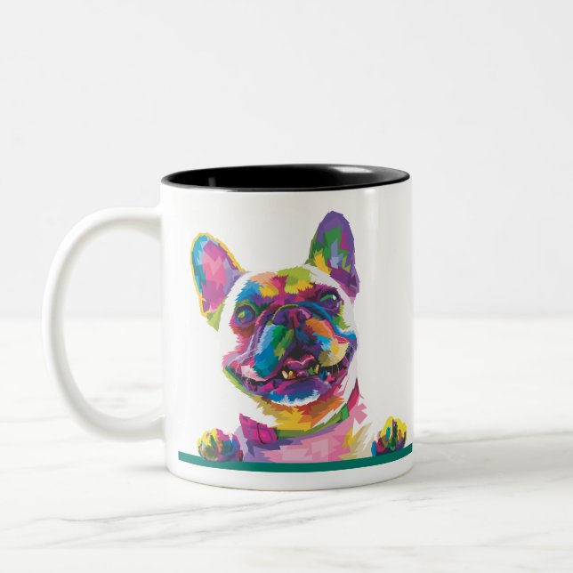 Taza Bicolor bulldog francés colorido (Izquierda)