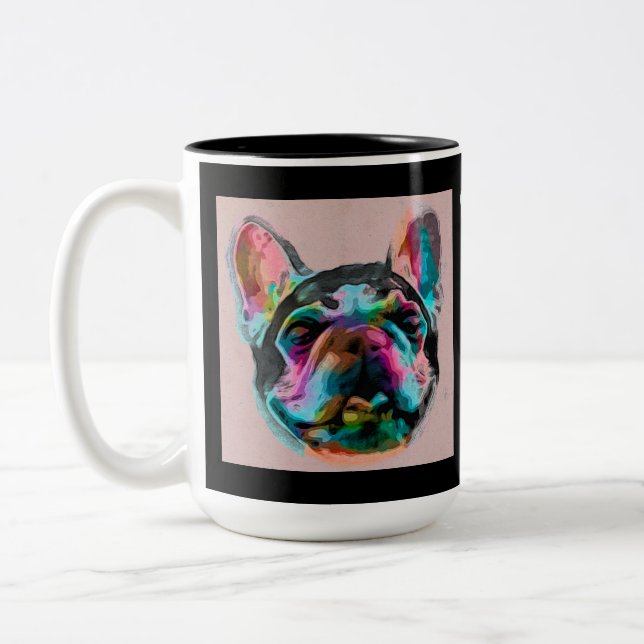 Taza Bicolor Bulldog francés colorido (Izquierda)