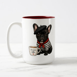 Taza Bicolor Bulldog Francés con café