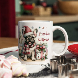 Taza Bicolor Bulldog francés de Santa Fun Festividad Noche aman