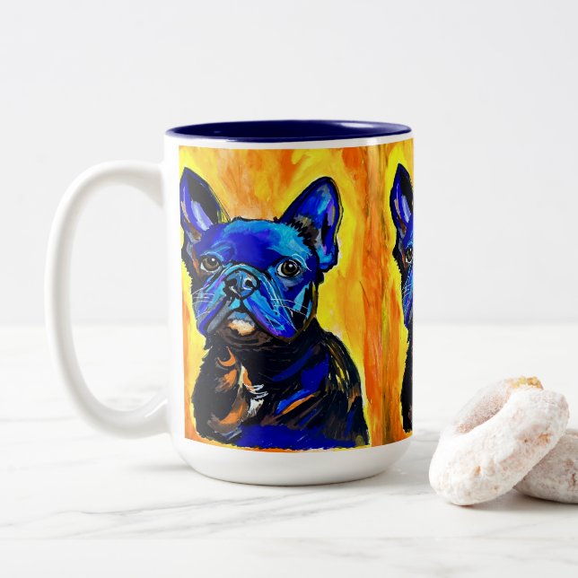 Taza Bicolor Bulldog francés Mug (Con donut)