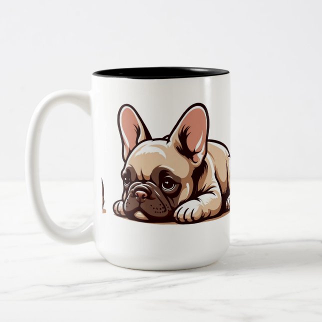 Taza Bicolor Bulldog francés Personalizado lindo (Izquierda)