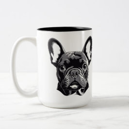 Taza Bicolor Bulldog francés personalizado negro y blanco