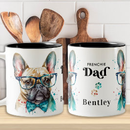 Taza Bicolor Bulldog francés retro personalizado Frenchie Dog D