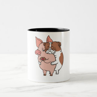 Taza Bicolor Bulldog inglés de amigo no comida