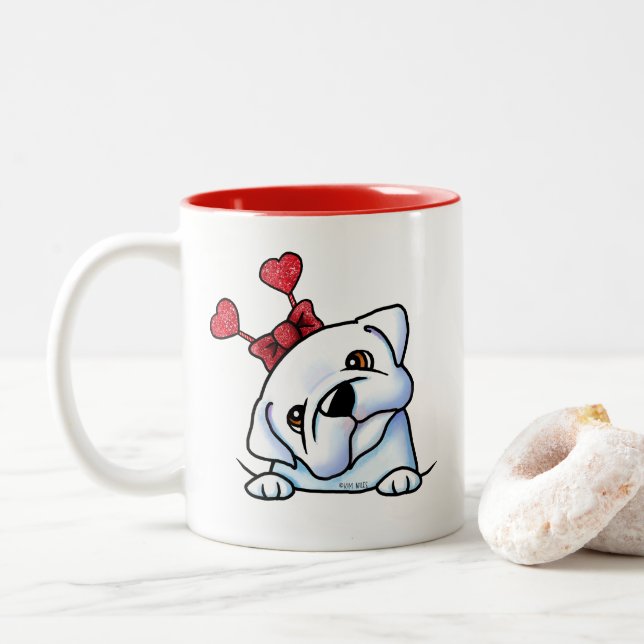 Taza Bicolor Bulldog San Valentín (Con donut)