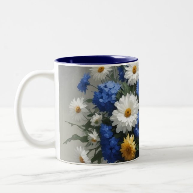 Taza Bicolor Bunch of Flowers Elegant Watercolor (Izquierda)
