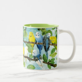 Taza Bicolor Bunte Wellensittiche | Zweifarbige Tasse