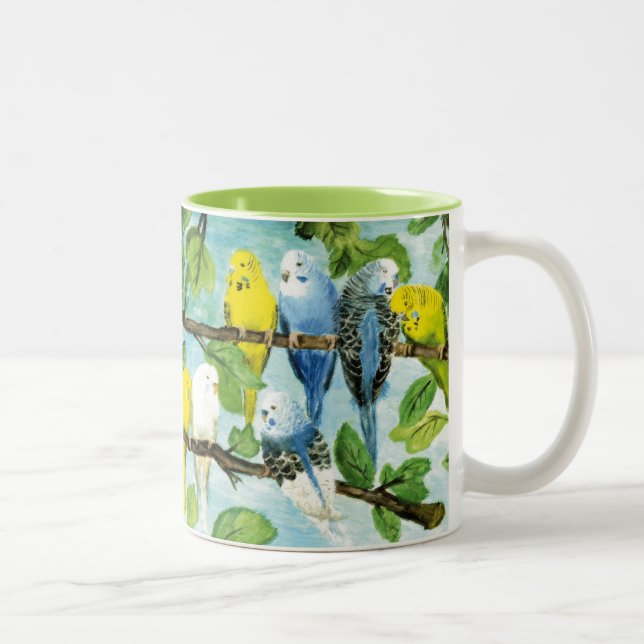 Taza Bicolor Bunte Wellensittiche | Zweifarbige Tasse (Derecha)