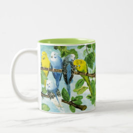 Taza Bicolor Bunte Wellensittiche | Zweifarbige Tasse