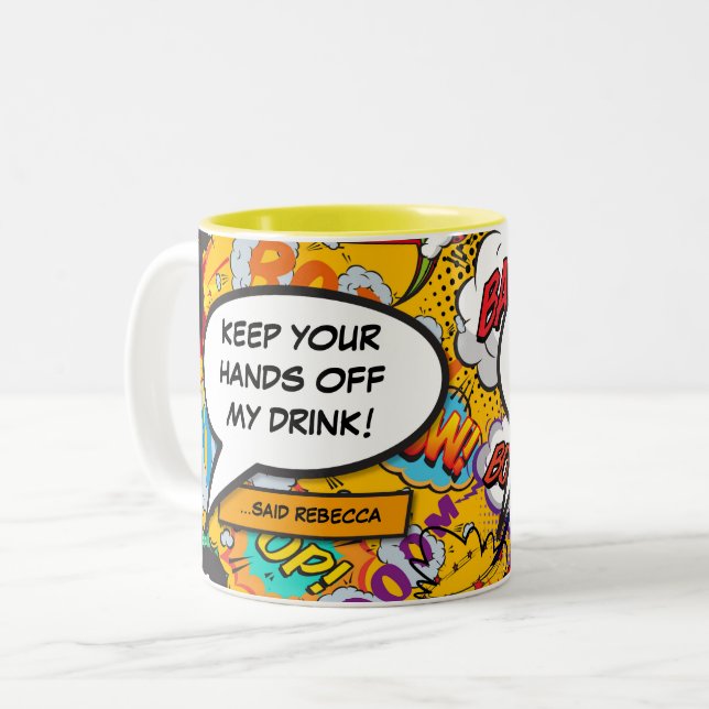 Taza Bicolor Burbuja de Mensaje Divertida Retro de Cómic (Anverso izquierdo)