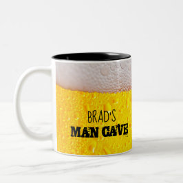 Taza Bicolor Burbujas de cerveza y cueva de hombre gracioso de
