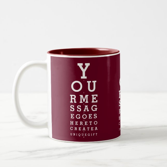 Taza Bicolor Burgundy Personalizado Rojo Mensaje Diversión Eyes (Izquierda)