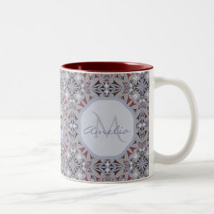 Taza Bicolor Burgundy y Gris Patrón Elegante Personalizado