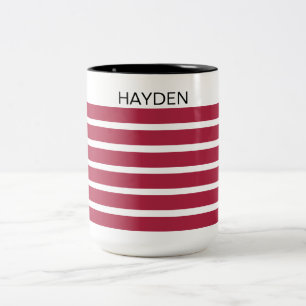 Taza Bicolor Burgundy y negro personalizado a rayas