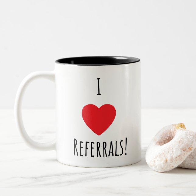 Taza Bicolor Business I Heart Referrals Café Tea Mug (Con donut)