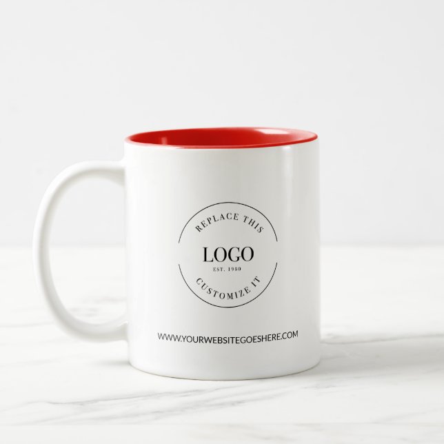 Taza Bicolor Business logo website Black white custom Promo (Izquierda)