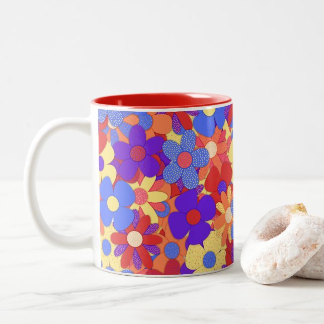 Taza Bicolor Bustling Buquet Dos Tones Café Mug (Con donut)