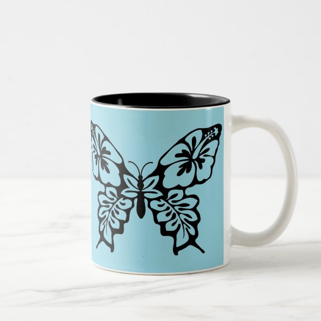 Taza Bicolor Butterfly Stencil on Blue (Derecha)