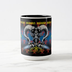 TAZA BICOLOR ¡BW! ¡ADVERTENCIA DE BIOPELIGRO! CALAVERA