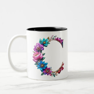 Taza Bicolor C Coffee Mug - Diseño floral para regalo