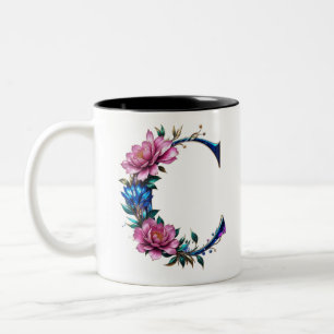 Taza Bicolor C Coffee Mug - Diseño floral para regalo