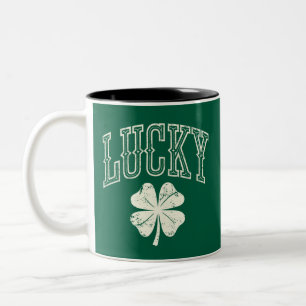 Taza Bicolor C trébol de la suerte vintage día de San Patricio