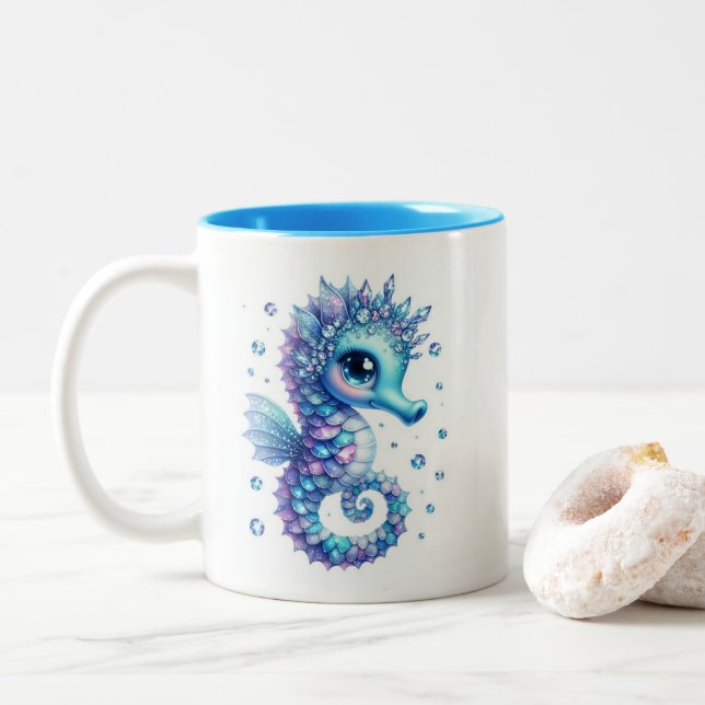 Taza Bicolor Caballito de mar enjoyado (Con donut)