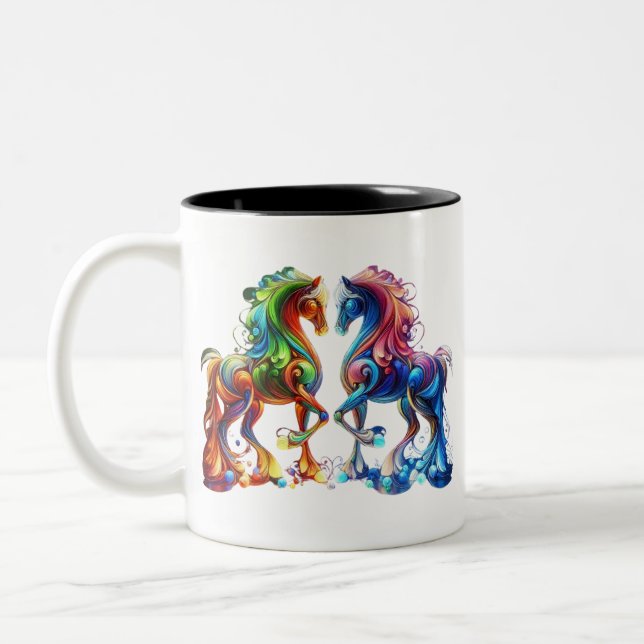 Taza Bicolor Caballo adorable (Izquierda)