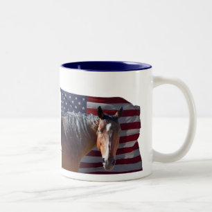 Taza Bicolor Caballo americano y bandera cuartos - patrióticos
