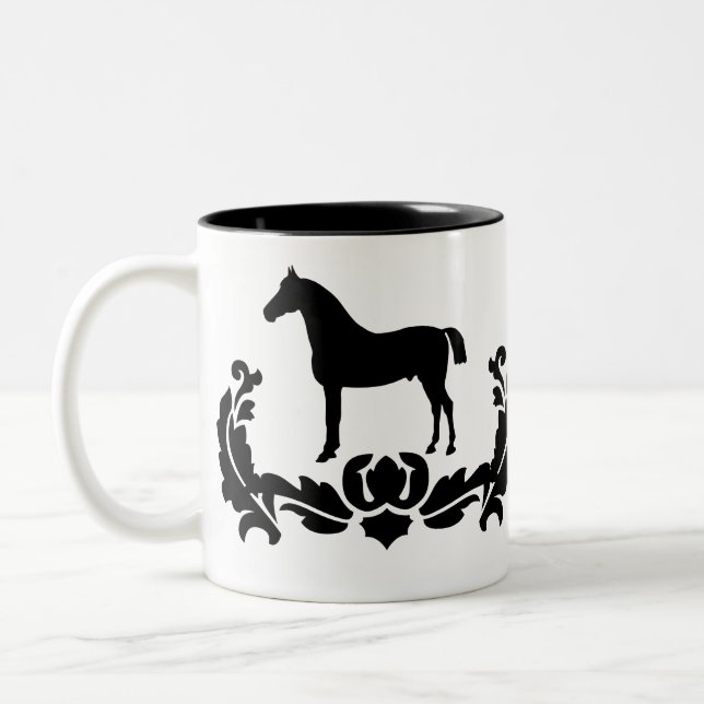 Taza Bicolor Caballo Damasco blanco y negro (Izquierda)