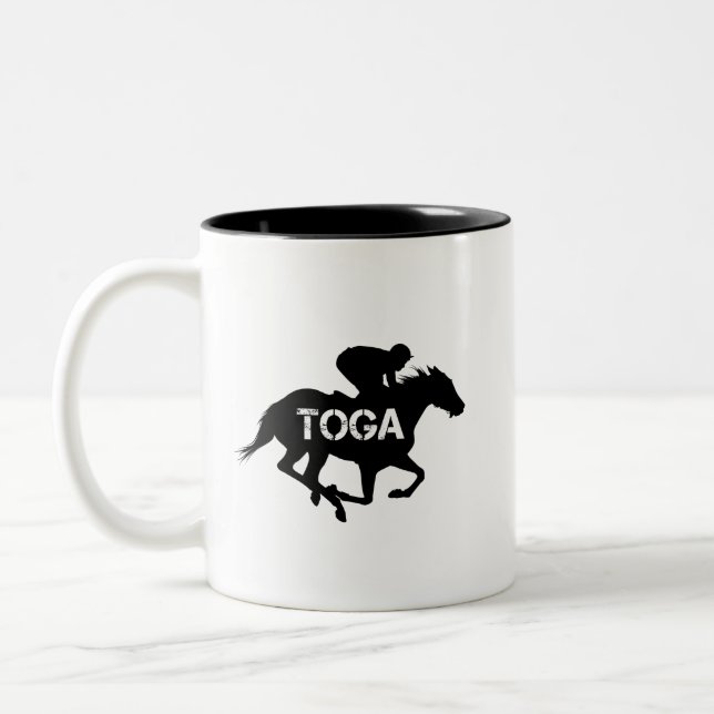 Taza Bicolor Caballo de Carreras de Saratoga Springs (Izquierda)