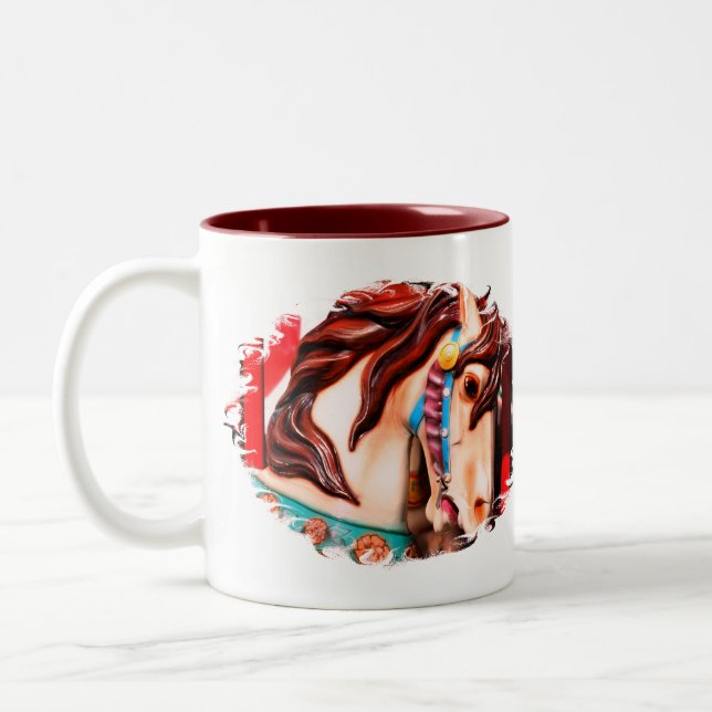 Taza Bicolor Caballo de carrusel de acero silencioso (Izquierda)