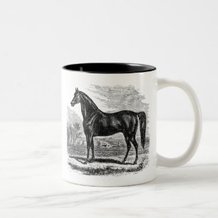 Taza Bicolor Caballo de los 1800s del vintage - plantilla del