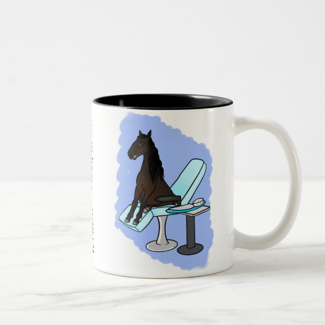Taza Bicolor Caballo en la silla del dentista (Derecha)