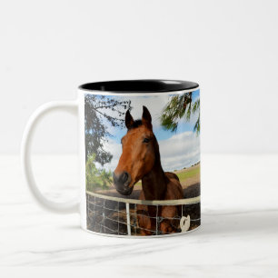 Taza Bicolor Caballo Marrón Llamado Tulip,