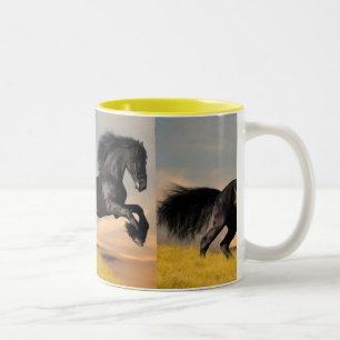 Taza Bicolor caballo negro hermoso