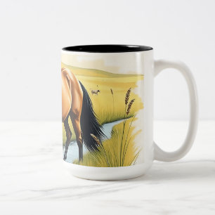 Taza Bicolor Caballo Pastoral en tonos de tierra