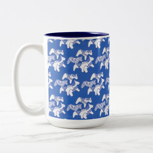 Taza Bicolor Caballos blancos y azules (Izquierda)