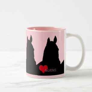 Taza Bicolor Caballos cardíacos I (rosa descolorido)