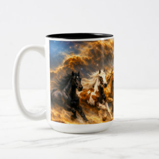 Taza Bicolor Caballos Chevron corriendo a través de la Nebulosa