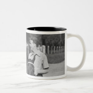 Taza Bicolor Caballos de montar a caballo de los pares