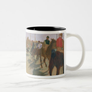 Taza Bicolor Caballos de raza de Edgar Degas el delante de
