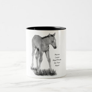 Taza Bicolor Caballos del amor: Hoofprints en su corazón: Láp