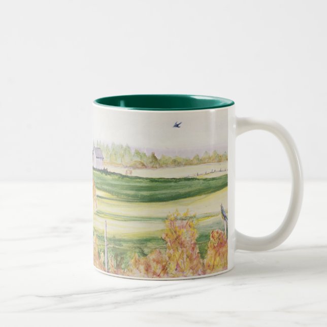 Taza Bicolor Caballos en una granja (Derecha)