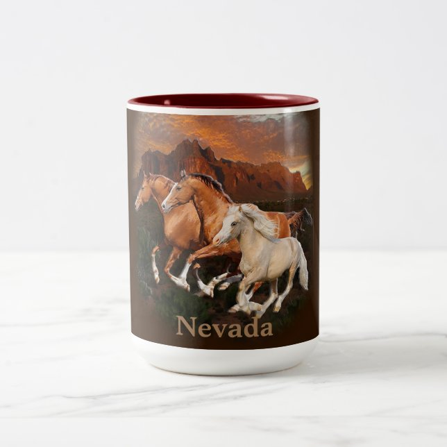 Taza Bicolor Caballos salvajes de Arizona (Centro)