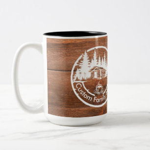 Taza Bicolor Cabaña de Campo Rústica Nombre de Familia Person